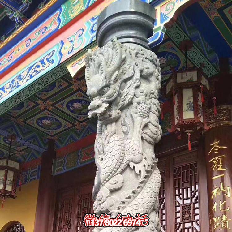 精美仿古園林，花崗巖石龍盤柱點(diǎn)綴