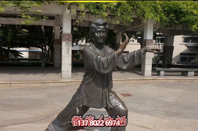 仿銅擺件-公園景觀太極老太太玻璃鋼裝飾