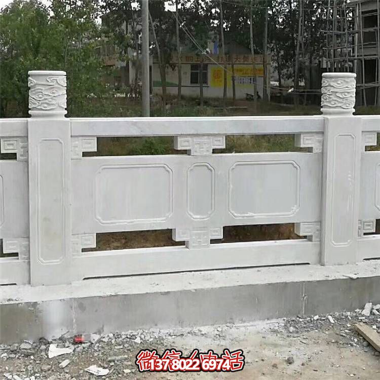 大理石雕刻防護(hù)圍欄公園景區(qū)拱橋圍欄定制