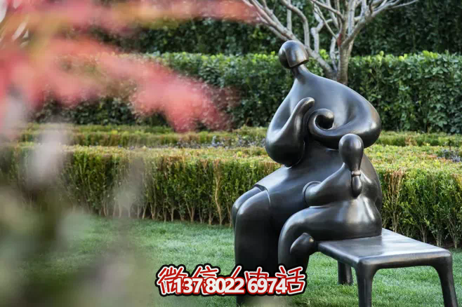 公園玻璃鋼銅雕坐著長椅上的人物雕塑