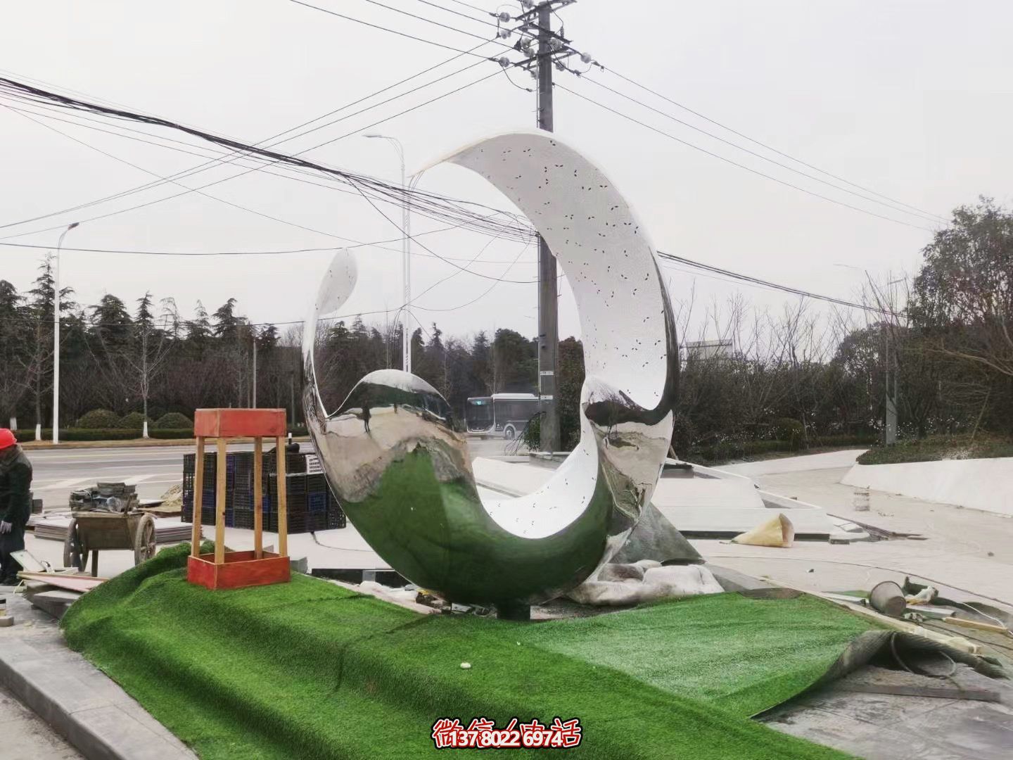 城市街道裝飾一朵不銹鋼創意海浪浪花雕塑 城市街道裝飾一朵不銹鋼創意海浪浪花雕塑