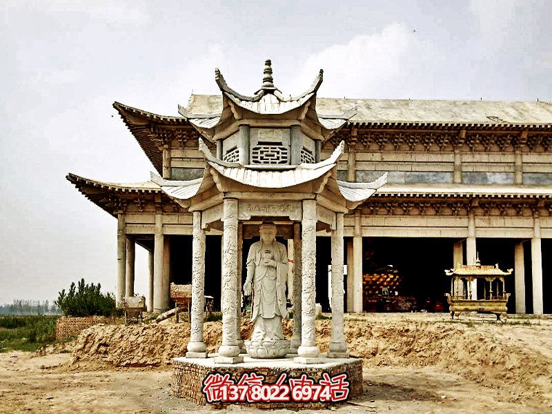 寺廟景區神像擺放古建筑涼亭雕塑